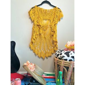 Handmade Crocheted Mustard Yellow Vest